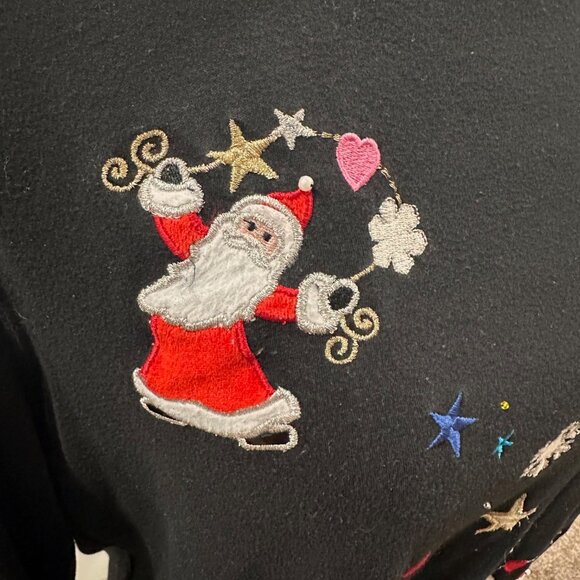 Designers Originals Studio black long-sleeve large Christmas shirt Santa stitch - Picture 2 of 3